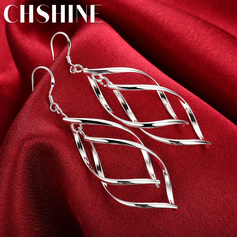 CHSHINE Fine High quality 925 Sterling Silver Earrings fashion Jewelry elegant Woman Hanging Drop long wedding Christmas Gifts