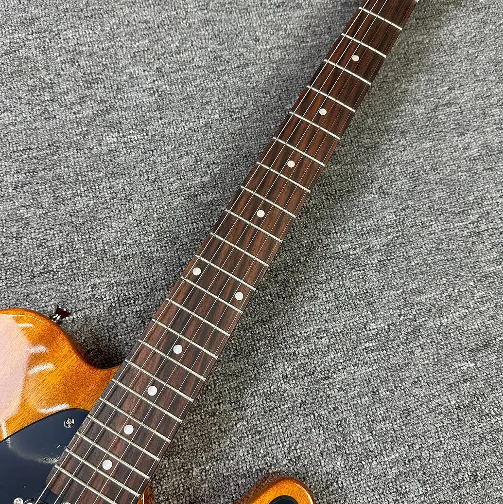 جيتار كهربائي أصفر الياسمين مع لوحة فريتس من خشب الورد ولوحة حماية سوداء هدية لمحبي الجيتار شحن مجاني