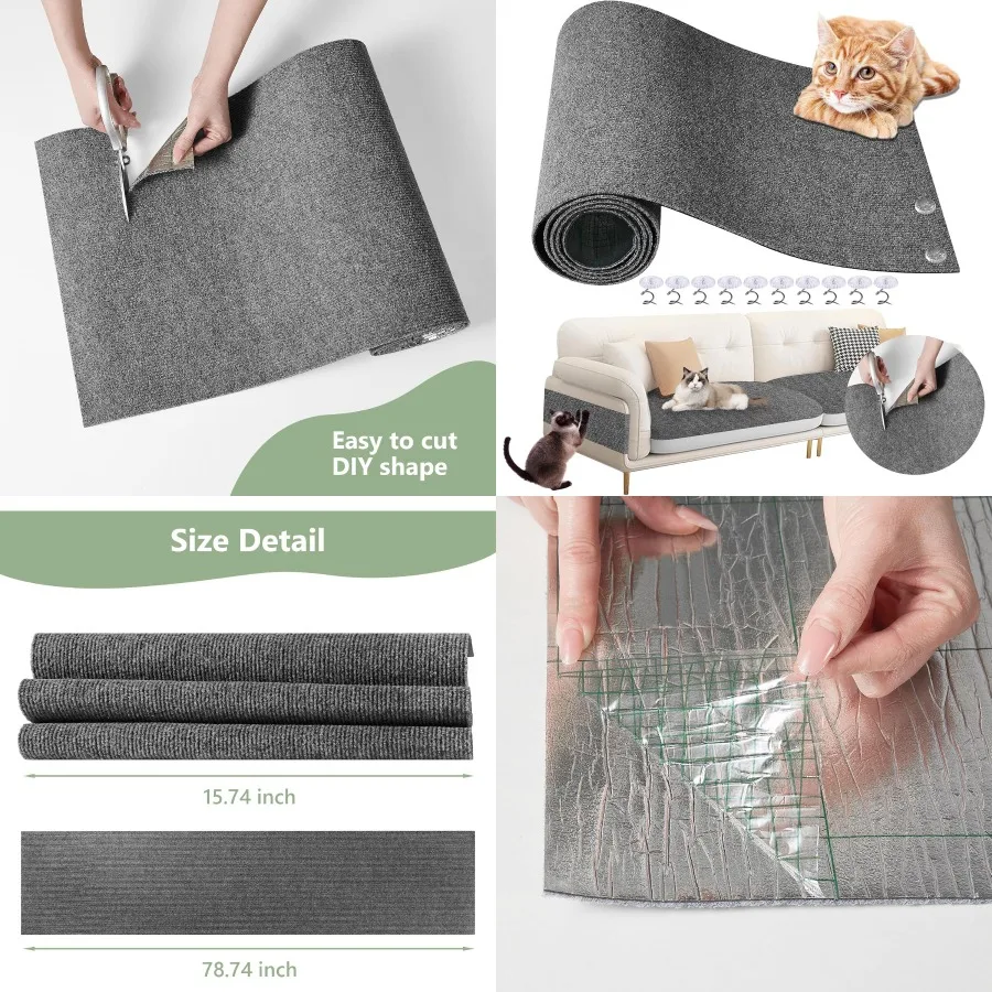 

Клейкий и обрезной защитный коврик от царапин для кошек для дивана, дивана, стены, стойки для кошачьего дерева, 78,7x15,8, защитный коврик для мебели, чтобы предотвратить повреждение