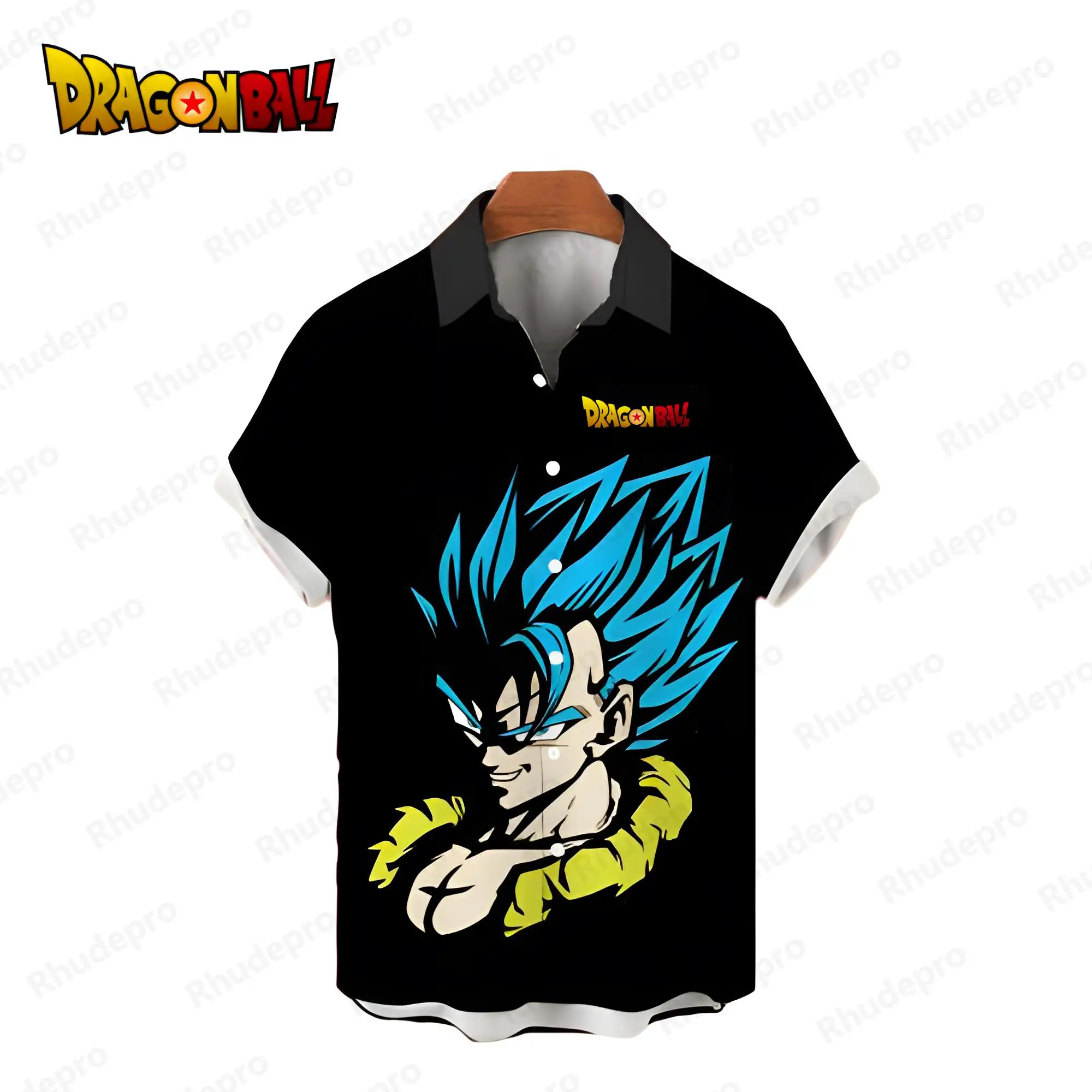 2024 Dragon Ball Z Men\'s Shirts Vegeta Y2k Fashion Super Saiya Anime Social Shirt Beach Style Short Sleeve Streetwear Tops