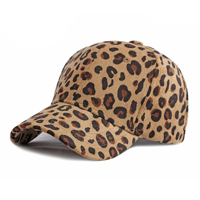 Leopard print hat for women, autumn and winter corduroy baseball cap, warm and sun protection sun hat, duckbill cap, hardtop for