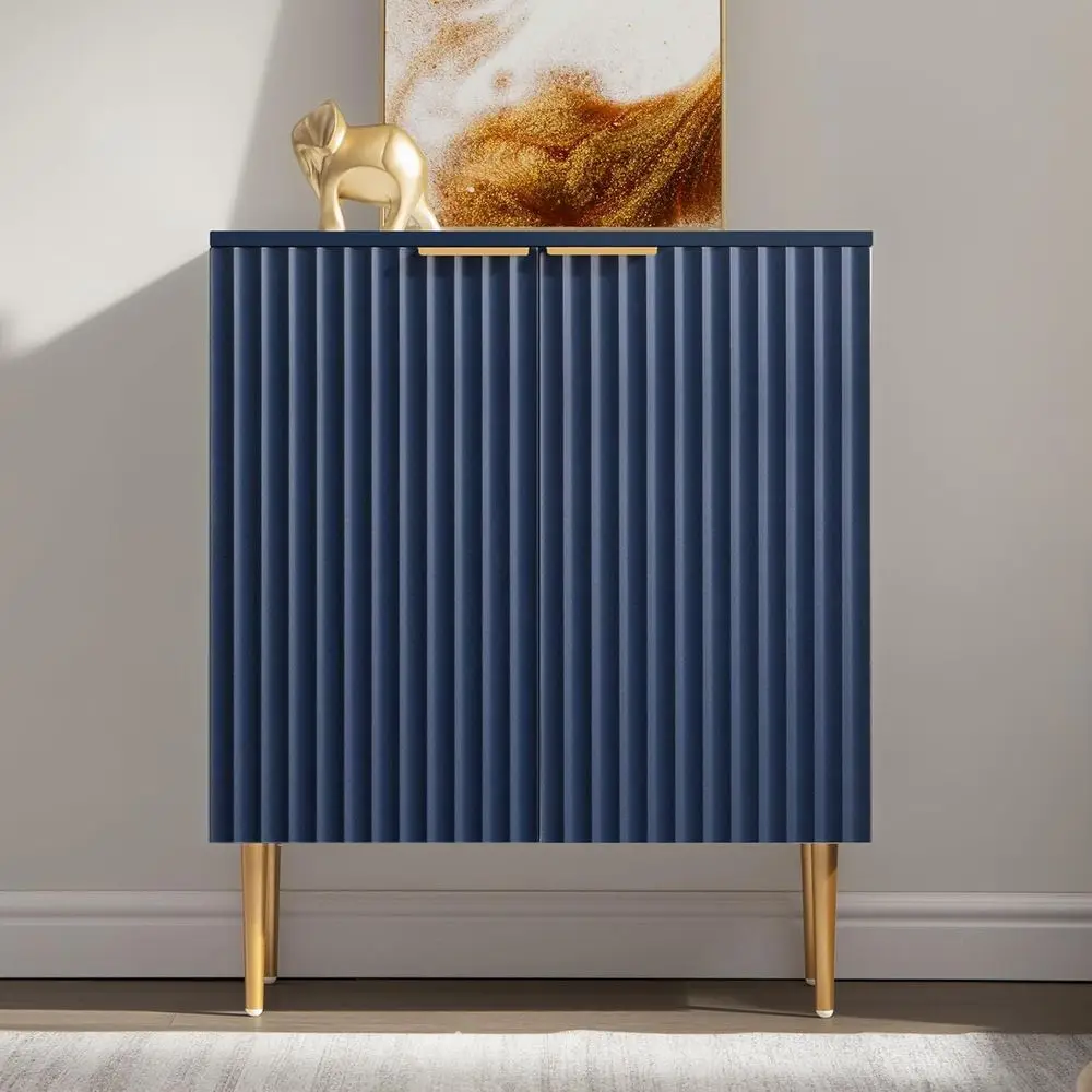 

Тумба-стеллаж темно-синего цвета с регулируемыми полками для буфета, хранения, кофейной зоны, кухни или гостиной