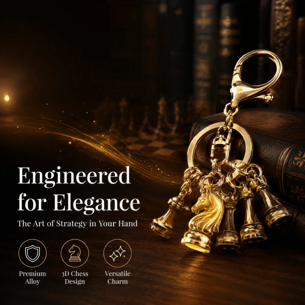 Alloy Chess Pendant Keyring Vintage Silver Gold Chess Piece Keychain Backpack Accessories 3D Car Hanging Ornament Jewelry Gift