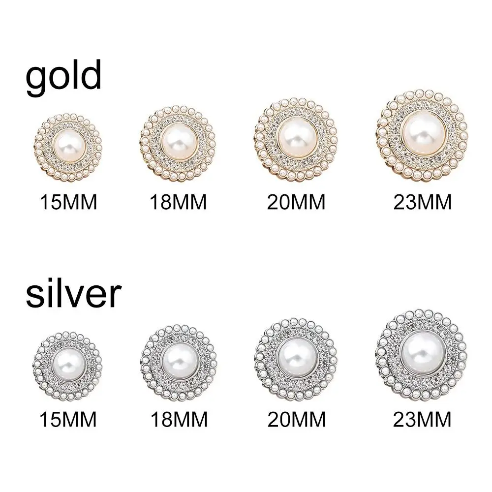 10Pcs Fashion Metal Rhinestone Pearl Clothing Buttons Suit Coat Sweater Decoration Button DIY Handmade Sewing Button