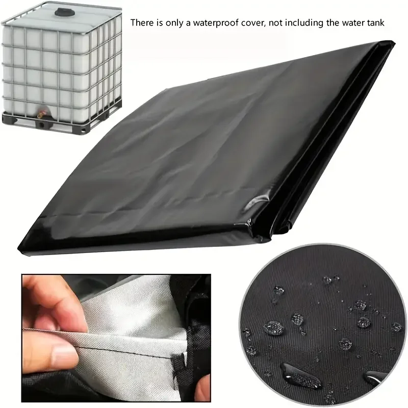 IBC Tote Cover 210D Oxford Fabric Protective Cover Zipper and Drawstring for Outdoor Storage Black