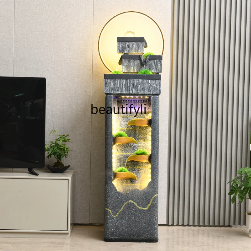 Flowing water fountain water curtain wall floor-to-ceiling ornament living room home decoration opening housewarming