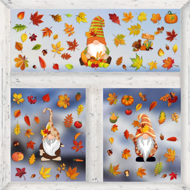 

Thanksgiving Maple Leaf Dwarf Static Sticker DIY Car Scrapbook Mobile Phone Window Glass Refrigerator Stickers Decor Stationery