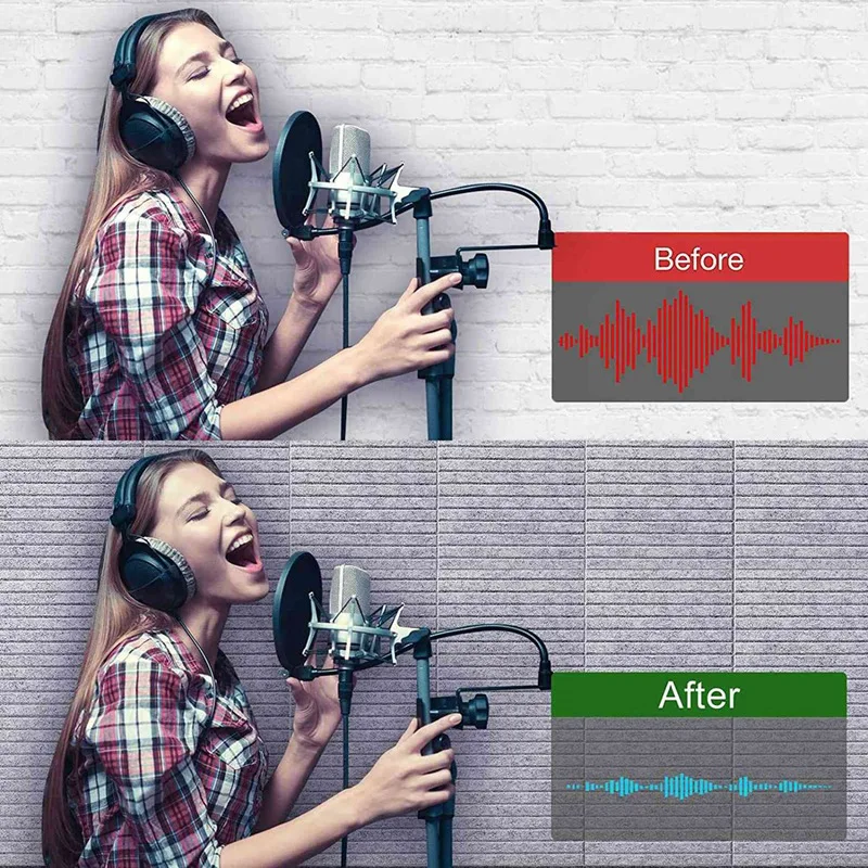 48 Pcs Pro Grade Acoustic Panels,Sound Proof Wall Panels,For Studio Absorbs Sound And Eliminates Echoes(Light Gray)