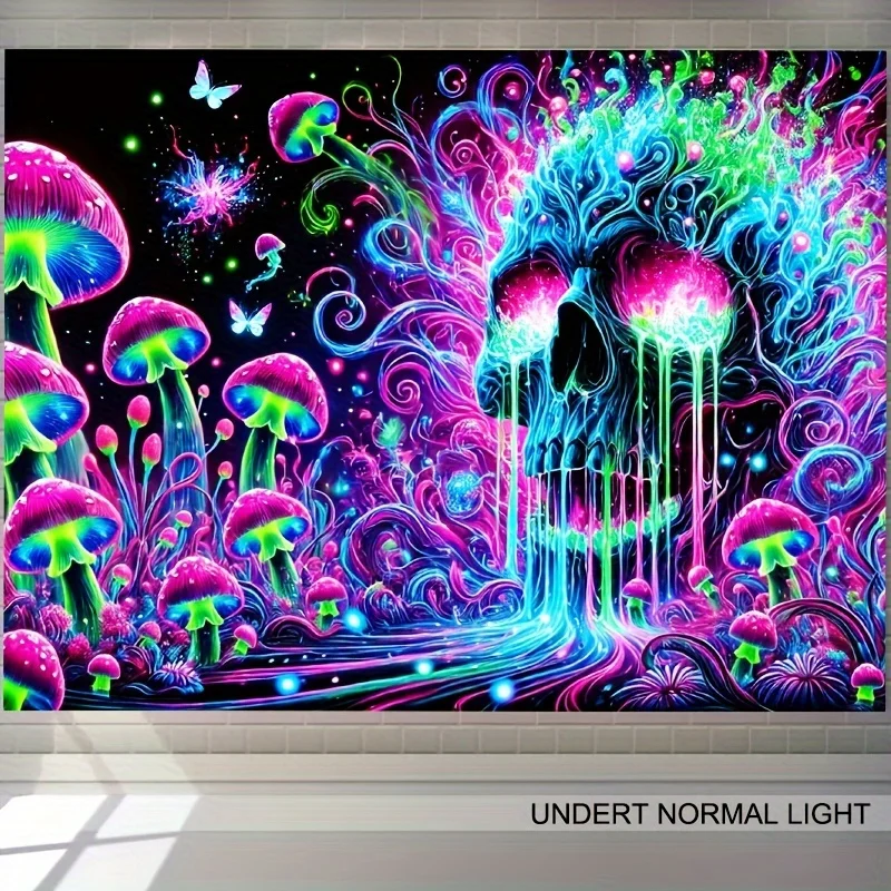 VIKAMA الجبال الكونية الكواكب الفلورسنت الجمجمة تصميم نسيج لعبة غرفة عنبر غرفة المعيشة غرفة نوم الجدار الشنق #1