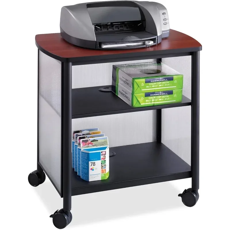 Products Mobile Print Stand 1857BL, Cherry Top, Black Frame, 200 lbs. Capacity, Contemporary Design, Swivel Wheels