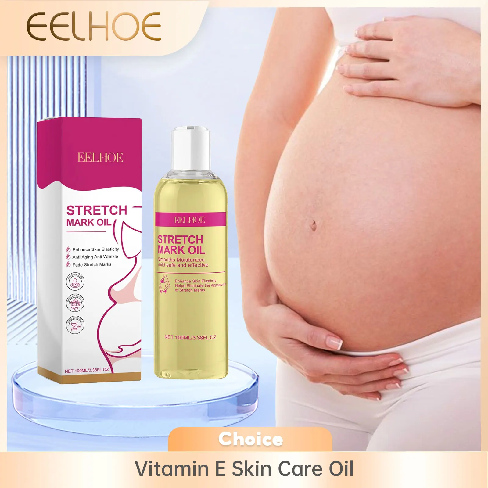 EELHOE Vitamin E Skin Care Oil Remove Pregnancy Stretch Marks Postpartum Care Elastic Skin Firming Collagen Body Care Oil 100ml