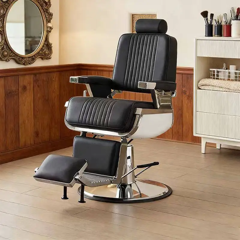 Men's retro oil head chair barber shop special reclining shave hair cut seat