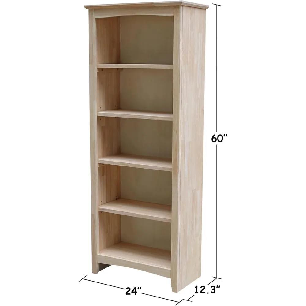 IC International Concepts 60" High Solid Wood Shaker Style Bookcase