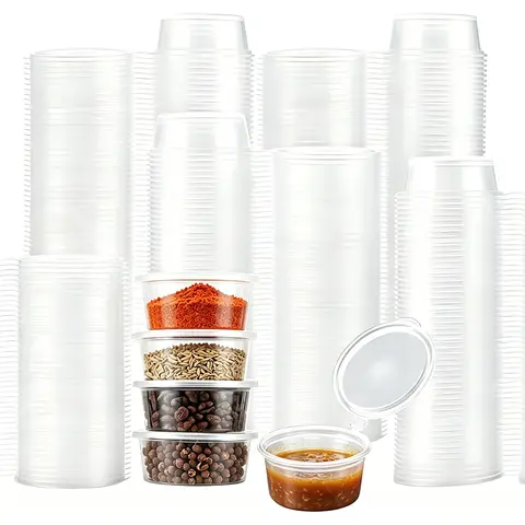 50/100PCS Disposable Sauce Cups with Lids Household Kitchen Leak-Proof Small Sauce Cups Portable Salad Dressings Seasoning Box