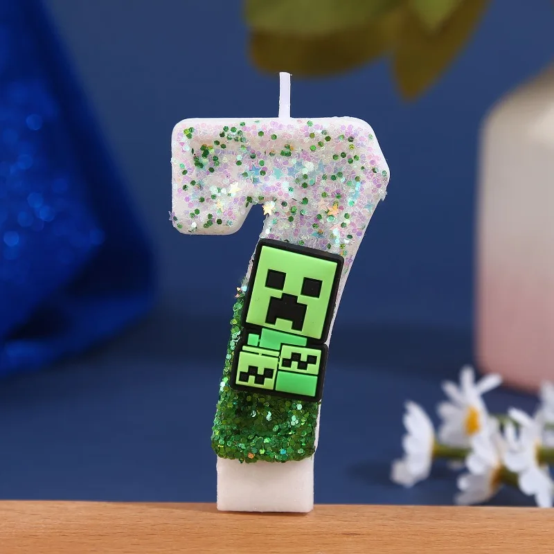 New Popular Game 0-9 Birthday Digital Candles Hot Minecrafts Cake Decoration Party Cake Accessories Birthday Gifts
