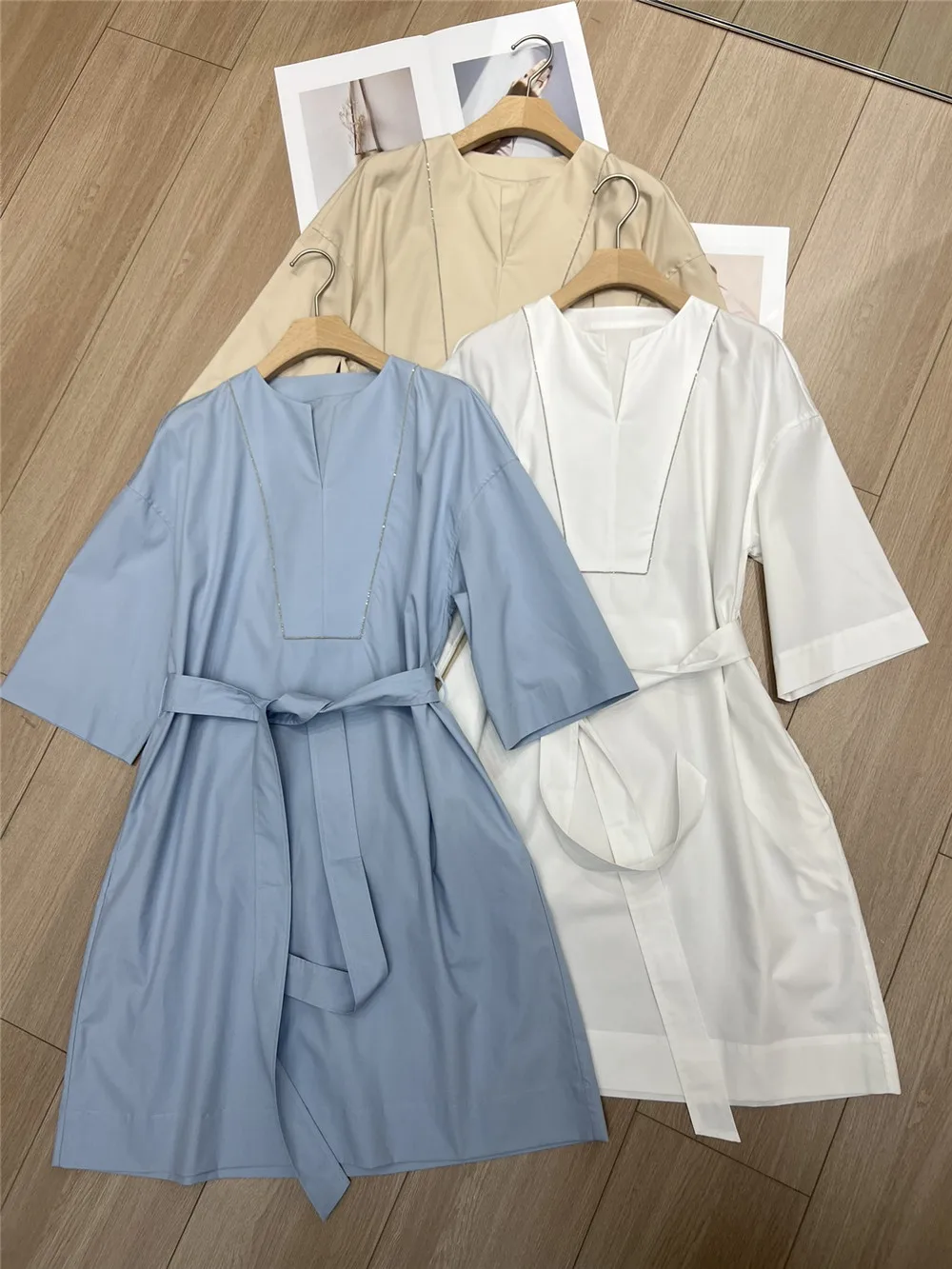 Summer New Cotton Short Sleeve Dress Casual Waist  Comfortable Mid-Long Dresses High Quality