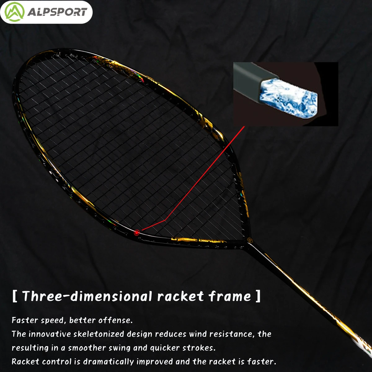 ALPSPORT V8 4U New V-type badminton racket All carbon fiber Up to 38 LBS Comes with badminton string and bag Free badminton