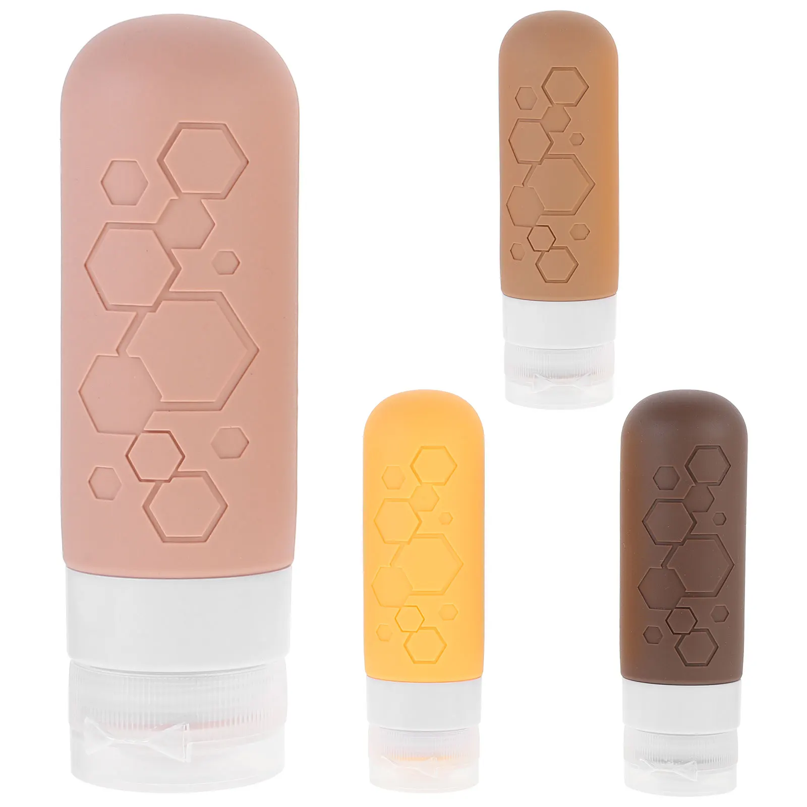 Ensemble de bouteilles de voyage en Silicone, compactes, anti-fuite, rechargeables, pour Lotion, shampoing, articles de toilette, conteneurs portables et légers, 4 pièces