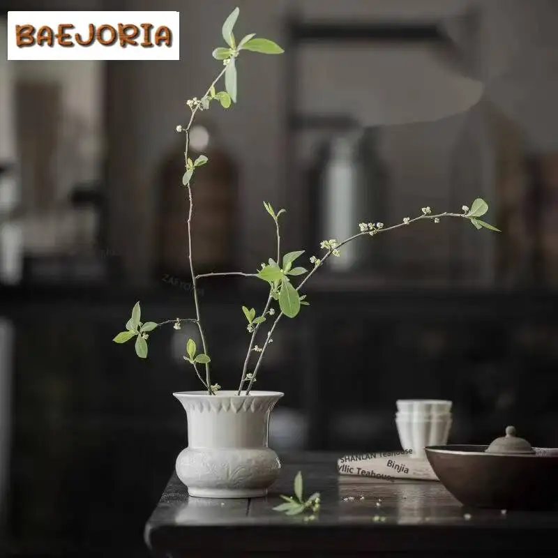Plant Ash Tea Washing Base Relief Auspicious Deer Jianshui Tea Cup Wash Writing-brush Washer Chaxi Flower Vase Craft Gifts