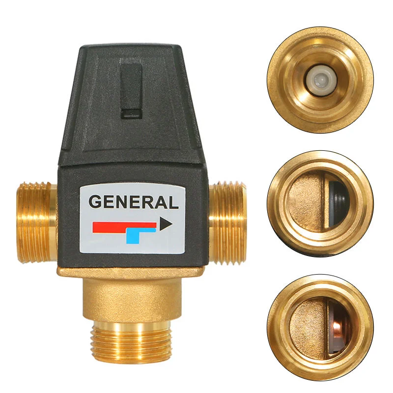 3 Way Thermostatic Mixing Valve Water Brass DN/PN Male Thread for Floor Heating Manifold