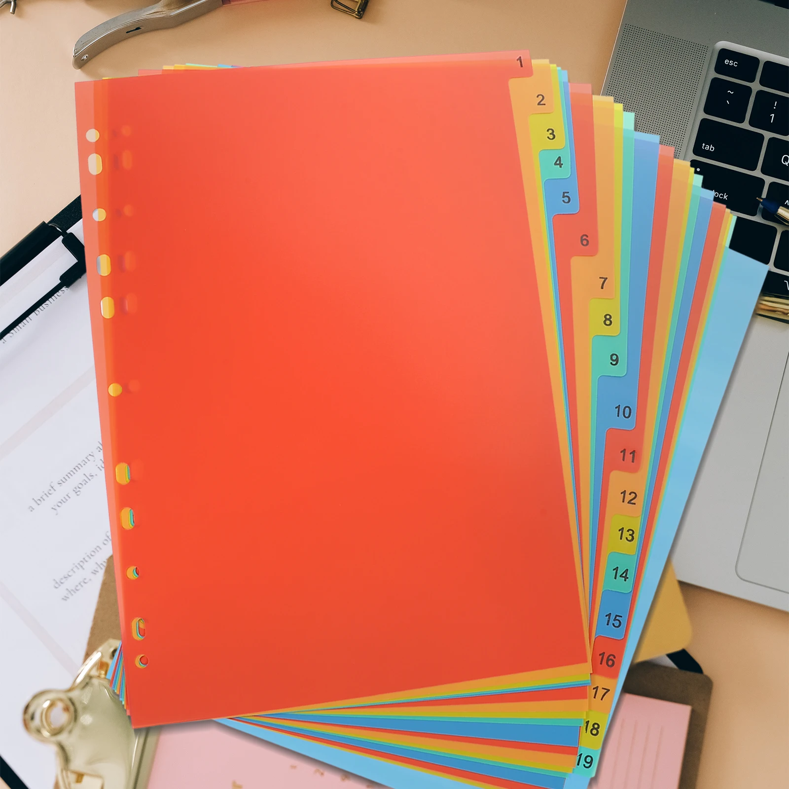 

20 Sheets 11 Holes Plastic Index Page Binder Dividers Folder Organizer School Binder Page Office Supplies Colored Tabs