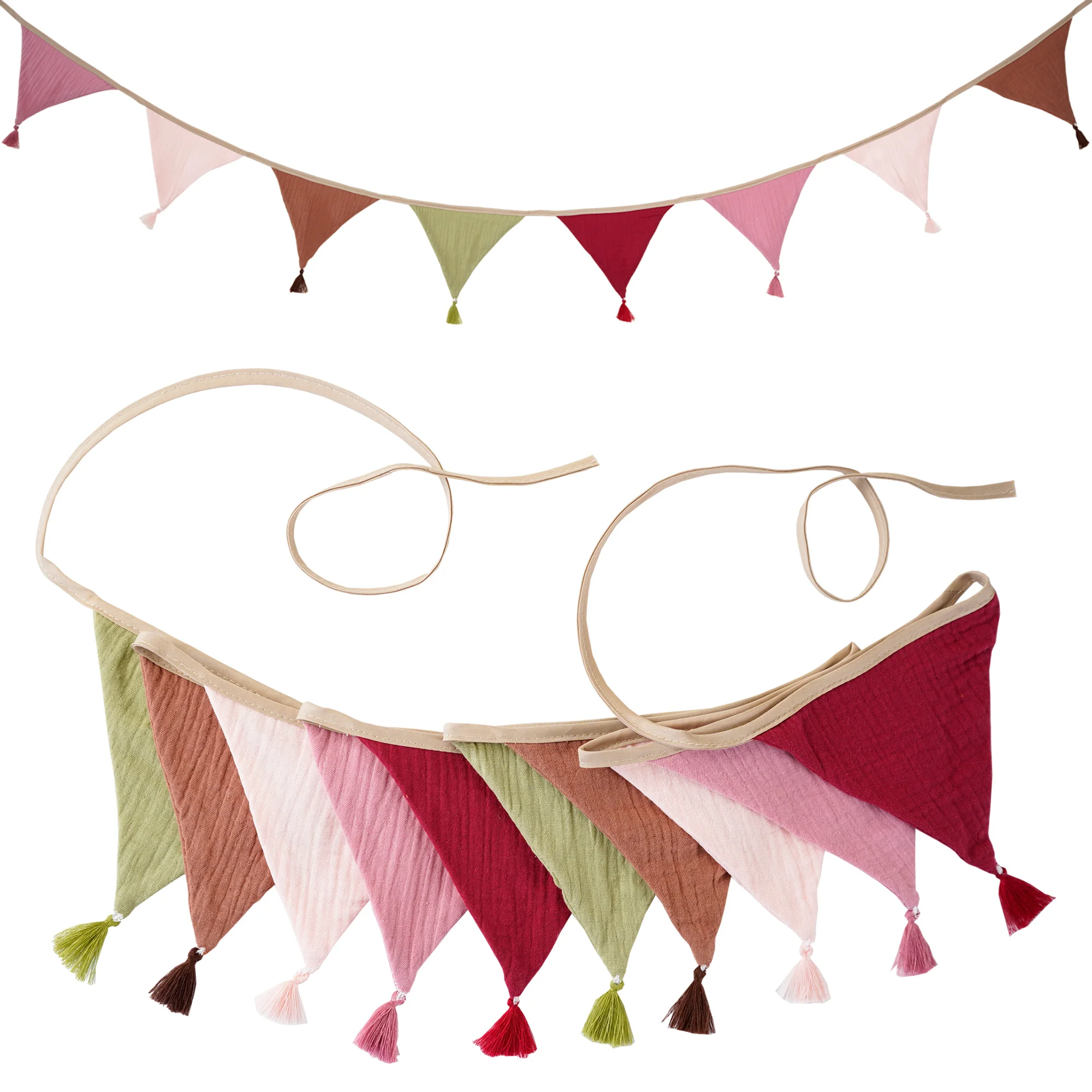 2,6 m/8,5 ft Kindergarten Süßigkeiten Stoff Wimpelkette 10 Dreieck Wimpel Flaggen mit Quasten Party Dekor Banner Baby Dusche Karneval Girlande – Detail 27