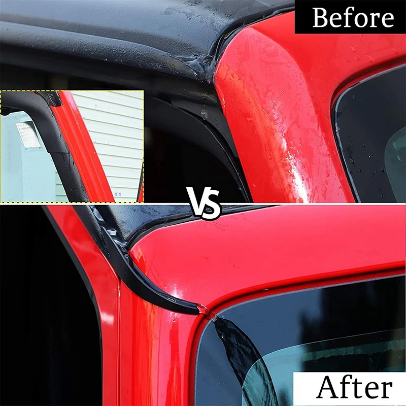 Hardtop Rain Diverters ABS Drip Rail Extension Rain Gutter Exterior Accessories For Jeep Wrangler JK JKU 2007-2017 2PCS