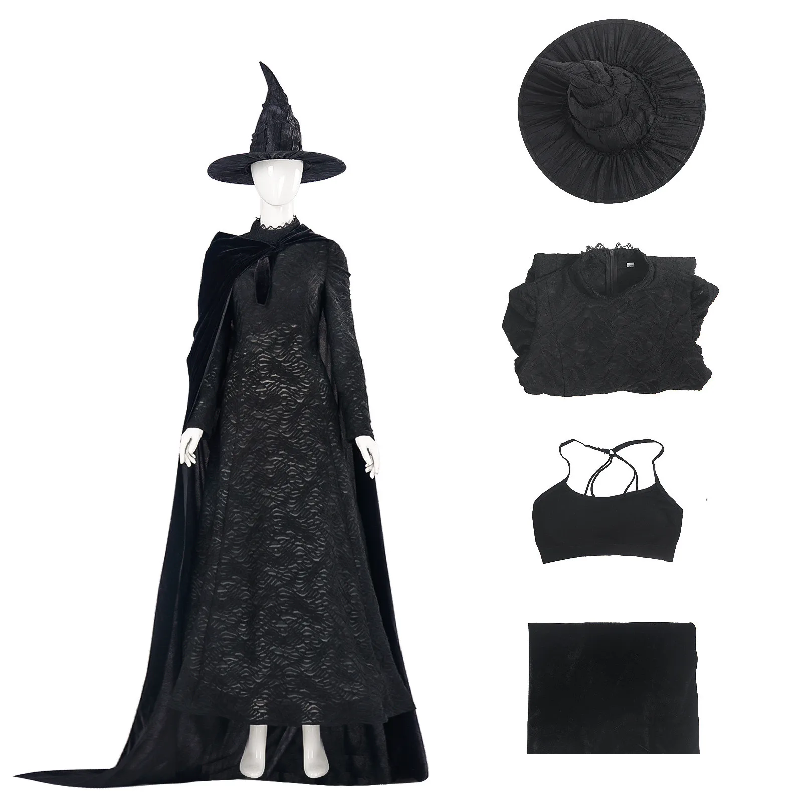 Elphaba Cosplay Costume Long Cloak Dresses Hat Uniform Women Girls Halloween Role Play Halloween Party