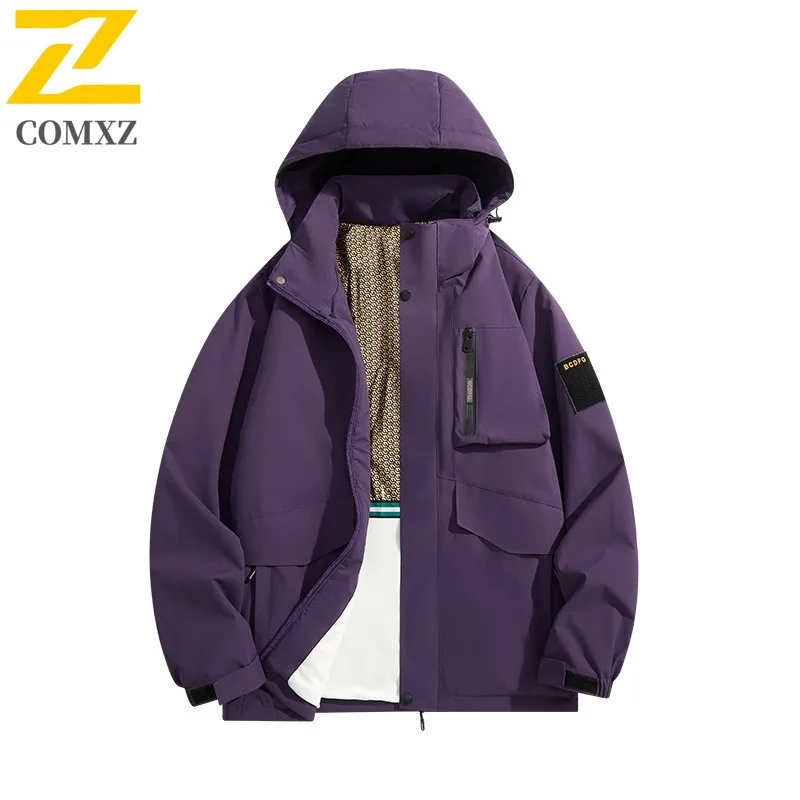 ​Men Sports Casual Jacket Winter Cotton Coat Korean Style Hooded Thickened Padded Outdoor Warm Waterproof Windproof Windbreaker