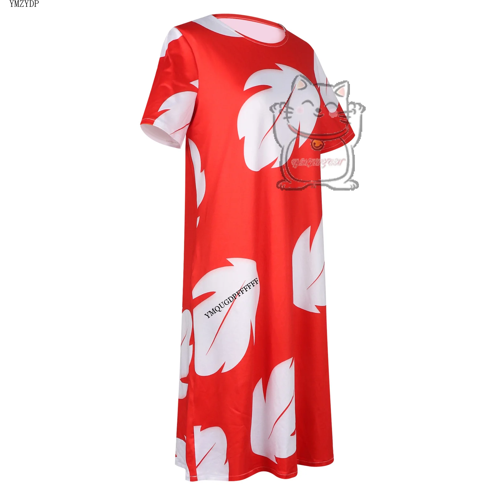 Halloween night Lilo costume women's red dress short sleeved pajamas Hawaiian leaf print dress summer beach outfit new