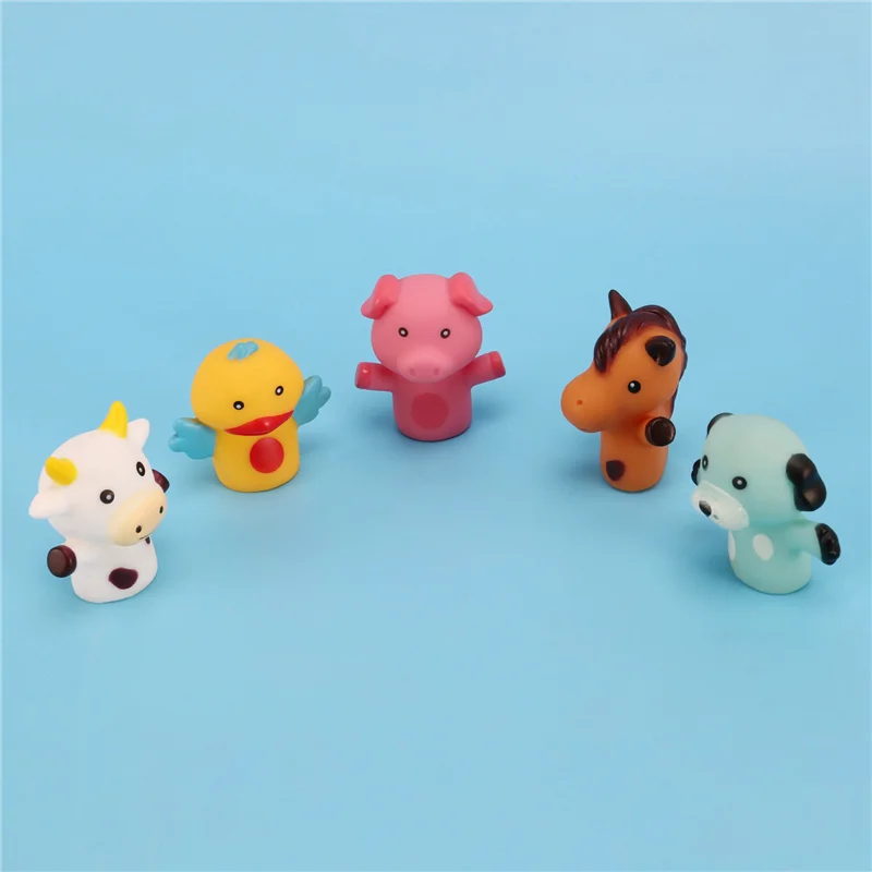 

ABUM-2X Finger Puppets For Children And Babies 5 Farm Animals BPA PVC Bath Hand Puppets Set(C)