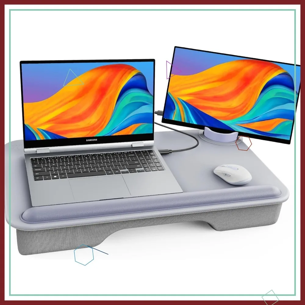 

Portable Laptop Lap Desk for Bed & Couch - Fits 17" Devices, Lightweight with Wrist Rest & Phone Holder for Home Office Gaming