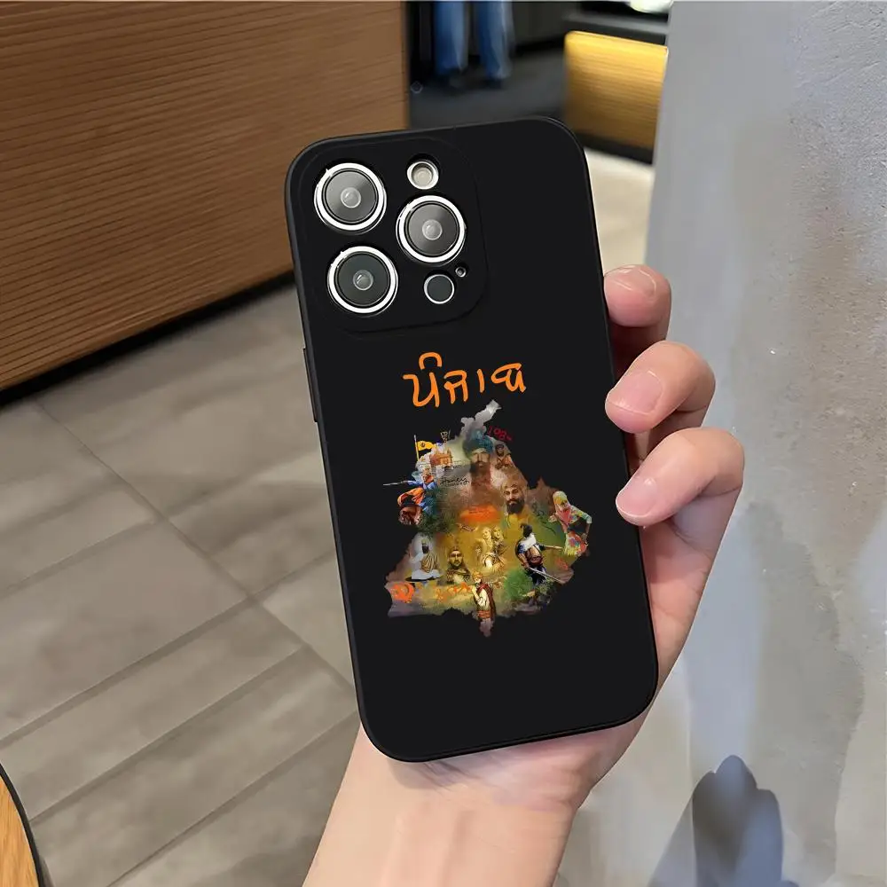 حافظة هاتف P-Punjab Map لهاتف آيفون 17 Ari 16 E Pro Max 15 14 13 Mini 12 Pro 11 XS Max 7 8 Plus غلاف ناعم أسود