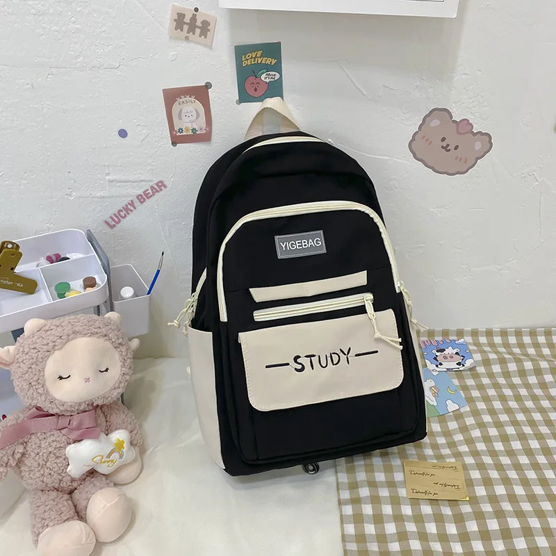 DHL10pcs School Bags Student Nylon Large Capacity Letter Prints Waterproof Protable Double Zipper  Backpack Bag