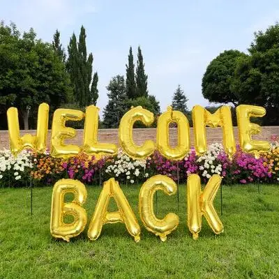 

1Set Foil Balloons Welcome Back Letter Design Party Decoration for Students Return Classroom Wall Window Stage Display