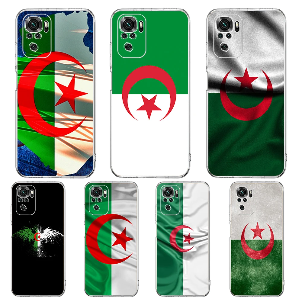 Algeria Flag Phone Case Cover for Redmi Note 10 11 11T 7 8 8T 9 K40 Gaming 9A 9C Pro Plus Transparent Soft Shell Capas Bags TPU