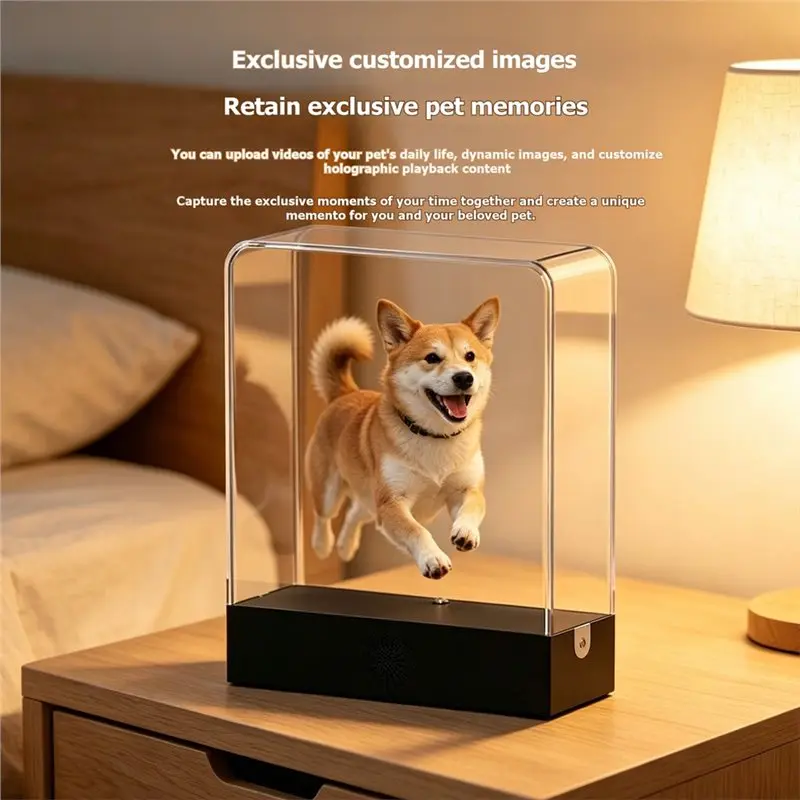 [ABFI!】 Cat And Dog Commemoration 3D Dynamic Holographic Projection Image Box Pet Souvenir Photo Frame