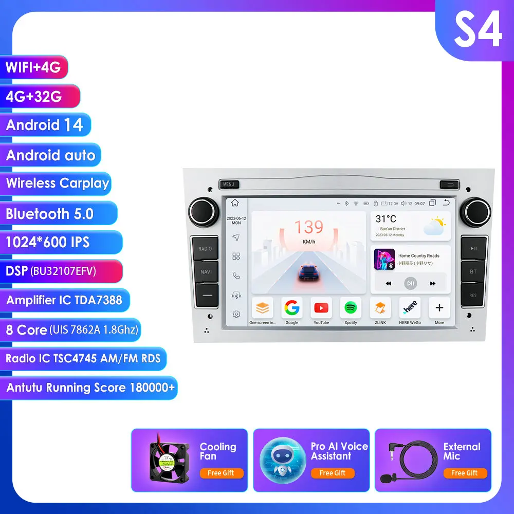 128G 4G-Lte Android 2din Auto Gps Speler Voor Opel Astra H J 2004 Vectra Vauxhall Antara Zafira Corsa C D Vivaro Meriva Veda Radio