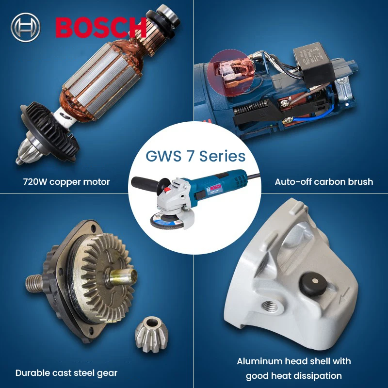 Bosch Angle Grinder Corded Grinding Machine 220V High Power Motor Electric Grinding Cutting Polishing Power Tool GWS700