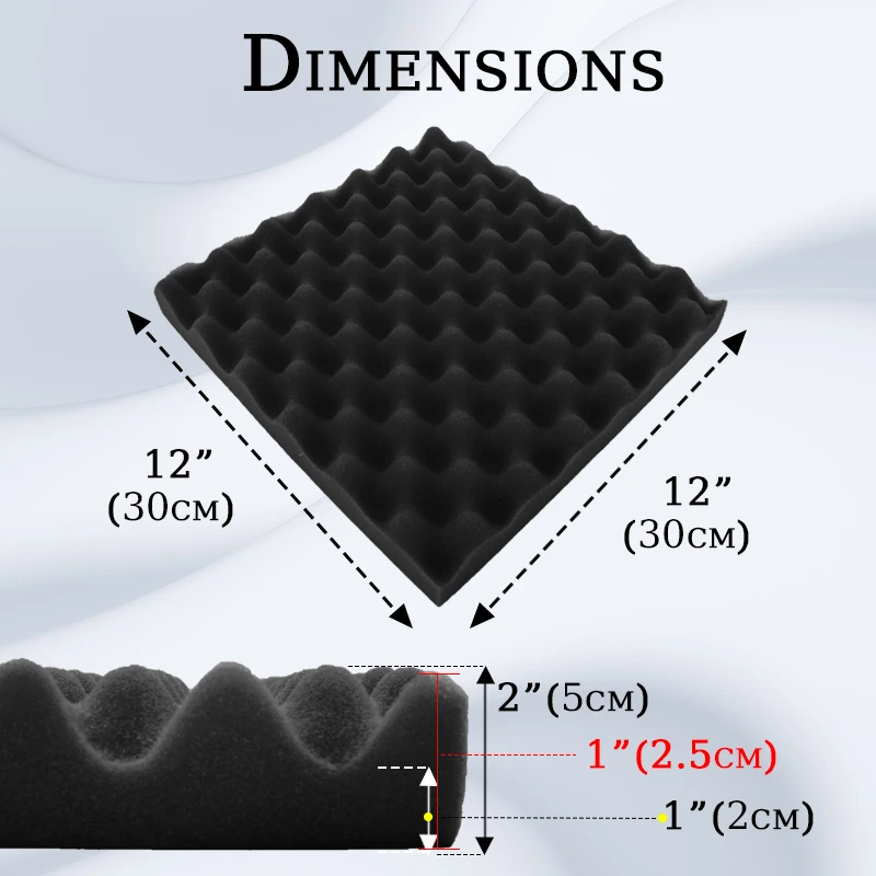 TOUO Acoustic Foam Fireproof Soundproofing Sponge 6/12/24/48 Pcs Egg Crate Soundproof Foam Studio Home Sound-absorbing