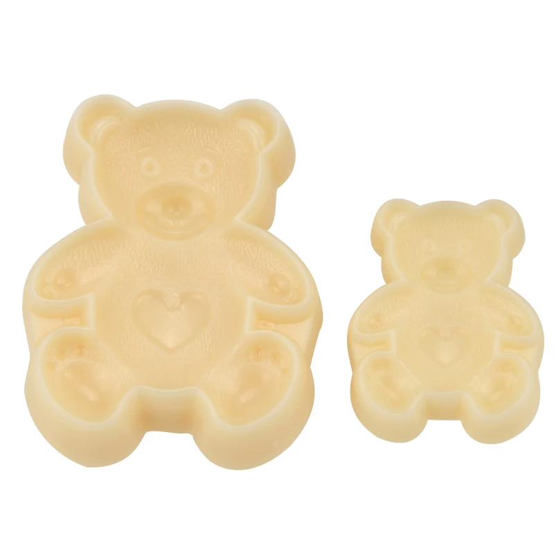 

Free Shipping Plastic 2pcs Cute Bear Shape Plunger Cookie Cutters DIY Fondant Molds Set HB01055