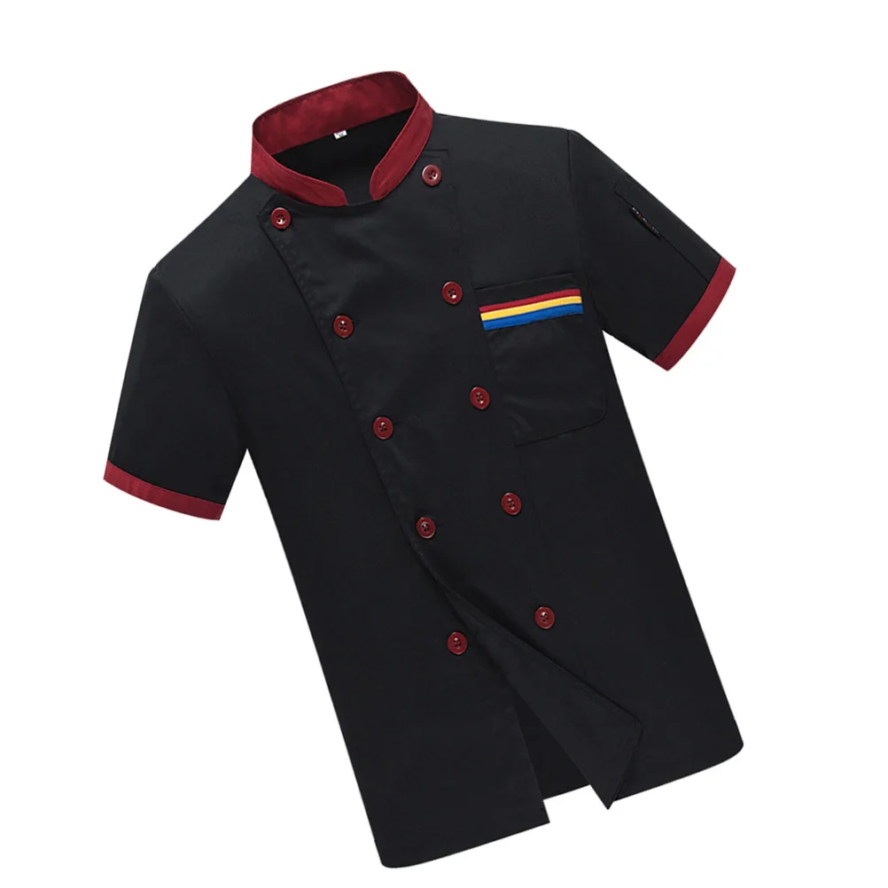 2Xl Short Sleeve Chef Coat Breathable Oil-Proof Washable Kitchen Workwear For Restaurant Hotel Catering Staff Uniforms Pcs