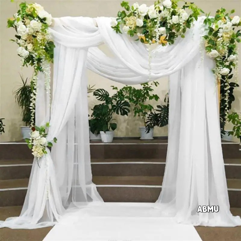 

Свадебная арка, драпировка, ткань, 2 панели, 29,5 дюймов X 19,6 футов, белые прозрачные шифоновые шторы для свадебной церемонии