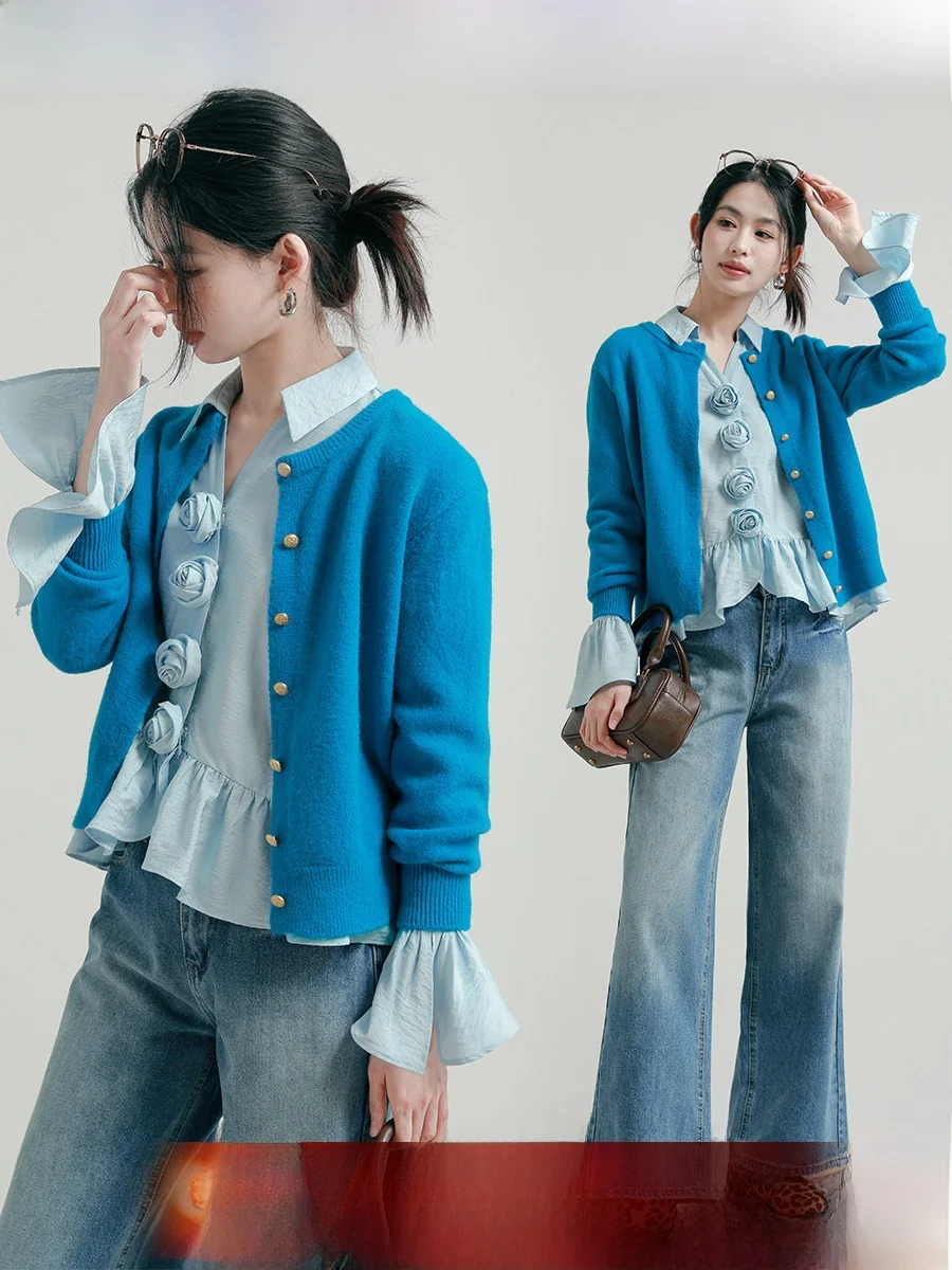 

Rare Probabili Late Wind Diary Knitted Open Cardigan Women's Thin Soft Outerwear Top Simple Loose Feeling Autumn Faion