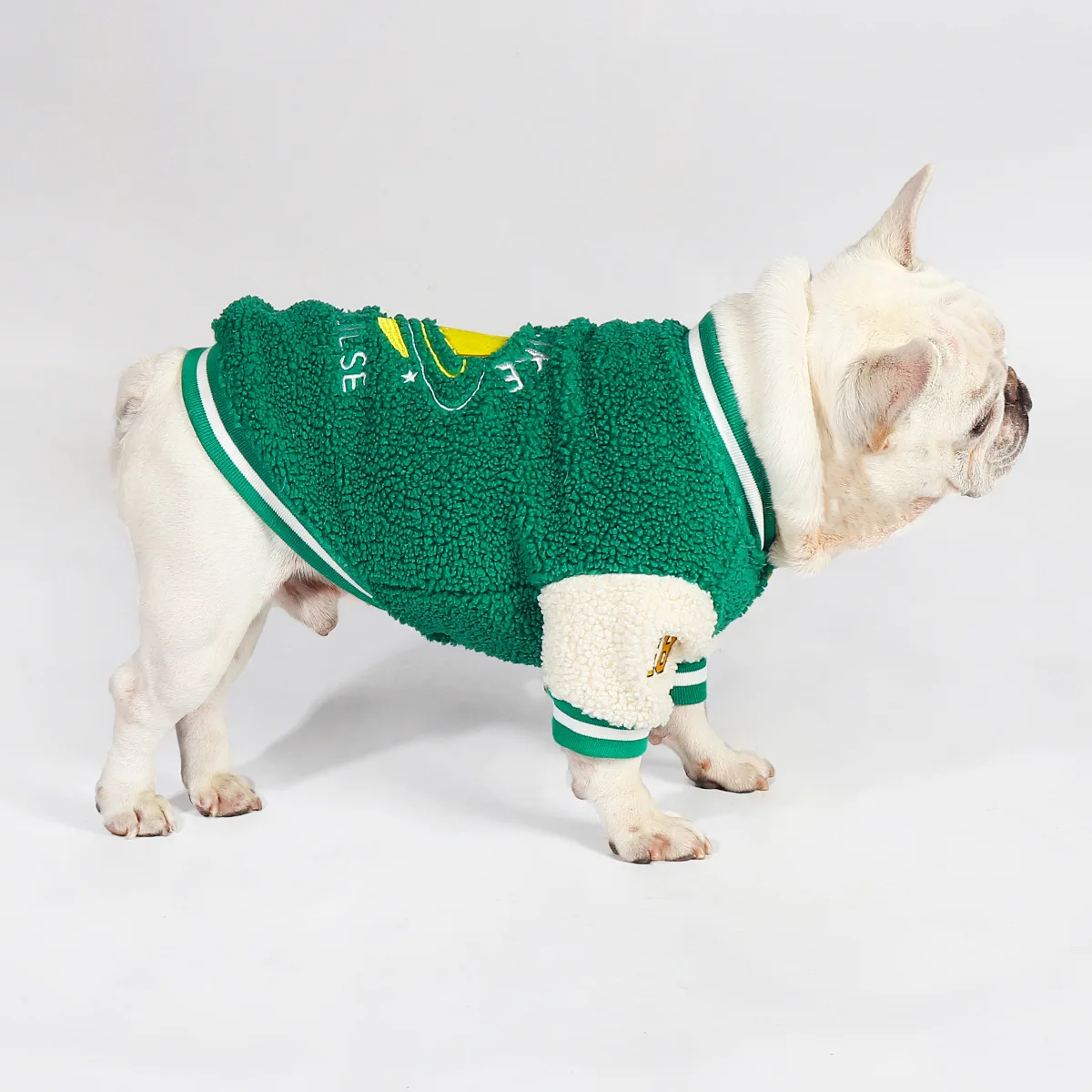 Winter New Colorful Lambswool Warm Pet Baseball Suit Padded Thickened Dog Coats French Bulldog Schnauzer Small Dog Clothes