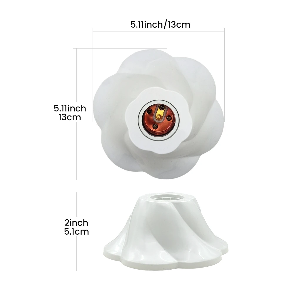 Rose Shaped Pendant Lamp Holder, Minimalist Black or White Fixed Base Socket, E26 E27 Compatible, 1 or 2 Pcs Set