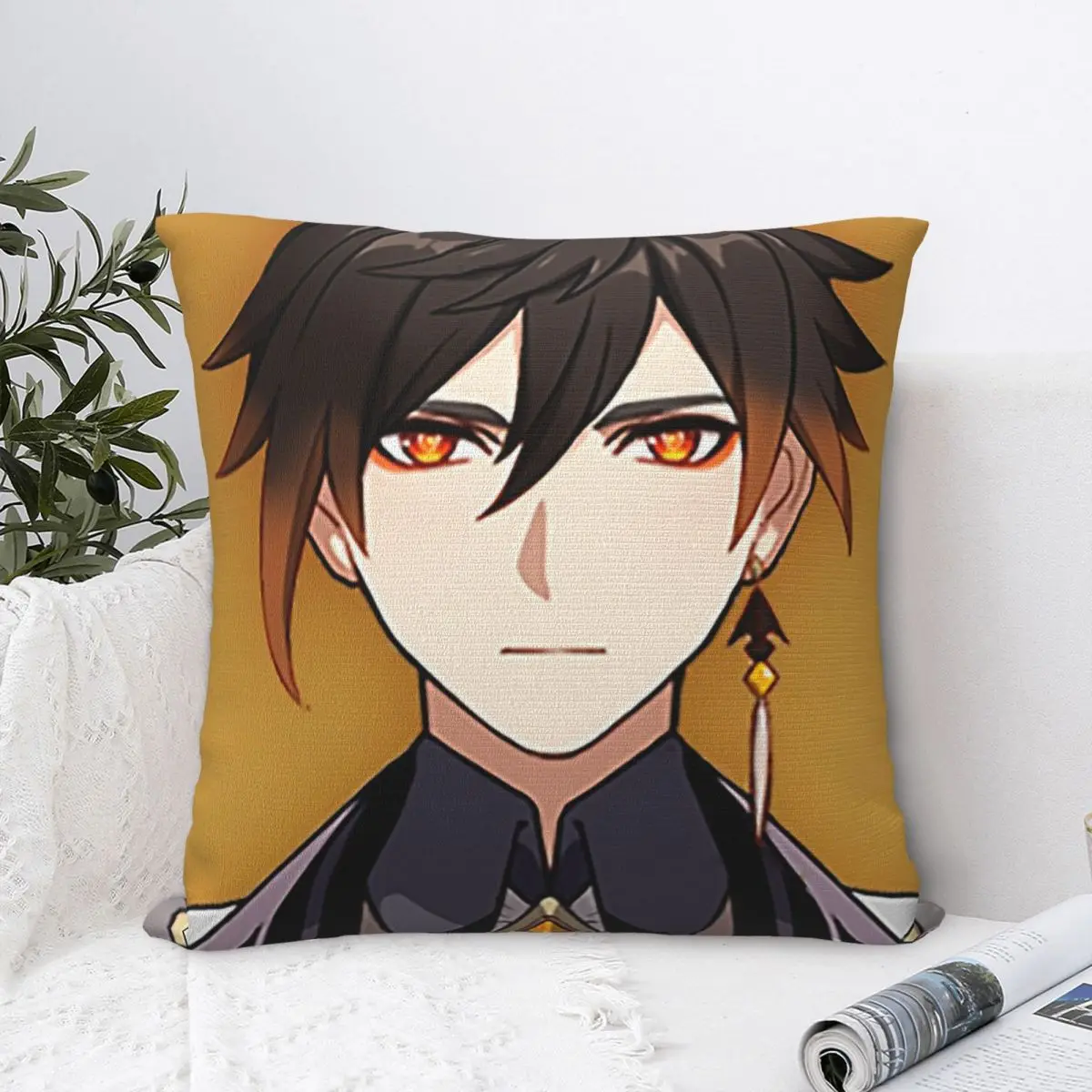 Genshin Impact Zhongli Square Pillow Covers Seat Anime Cushion Case Creative Pillowcase 40*40