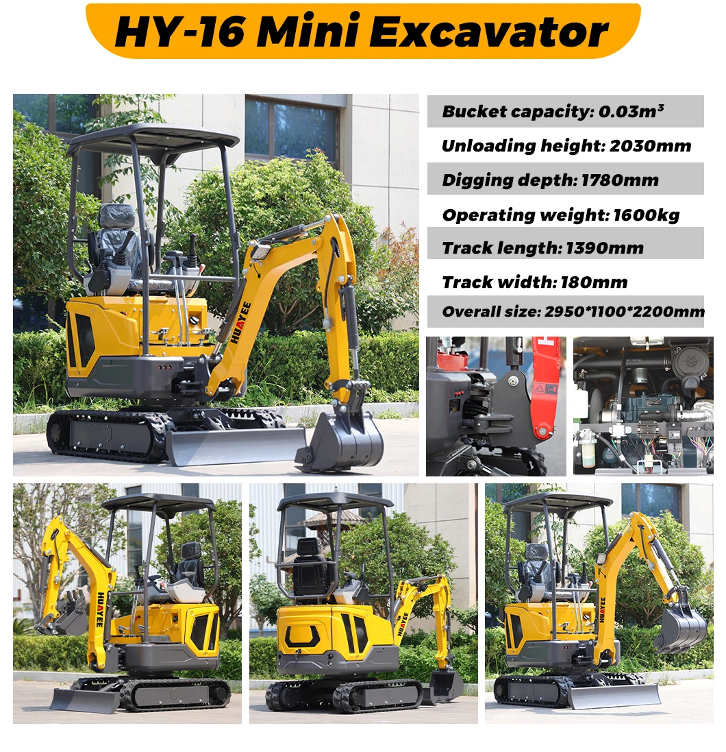 Schnelle Lieferung 1,2t Mini-Bagger, kundenspezifischer Großhandel, EPA Euro 5 Motor, kleiner Bagger, multifunktionaler Mini-Bagger, Preis – Detail 13