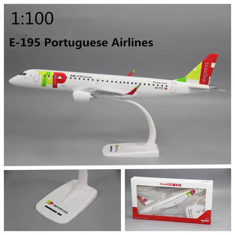 1/100 Scale E-195 TAP's PORTUGAL Air Airline Aircraft ABS Assembly Plane Model Airplanes  Toy Decoration Collection Gifts Fans