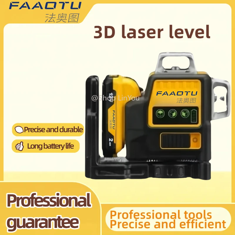 FAAOTU 089LG 3 Seiten * 360 Grad vertikale Linien Laser Level Horizontal 12 V Lithium-Batterie Grünes Licht Level Meter Outdoor